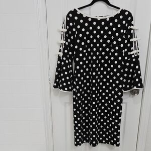 Shelby & Palmer Black and White Polka Dot Long Sleeve Dress